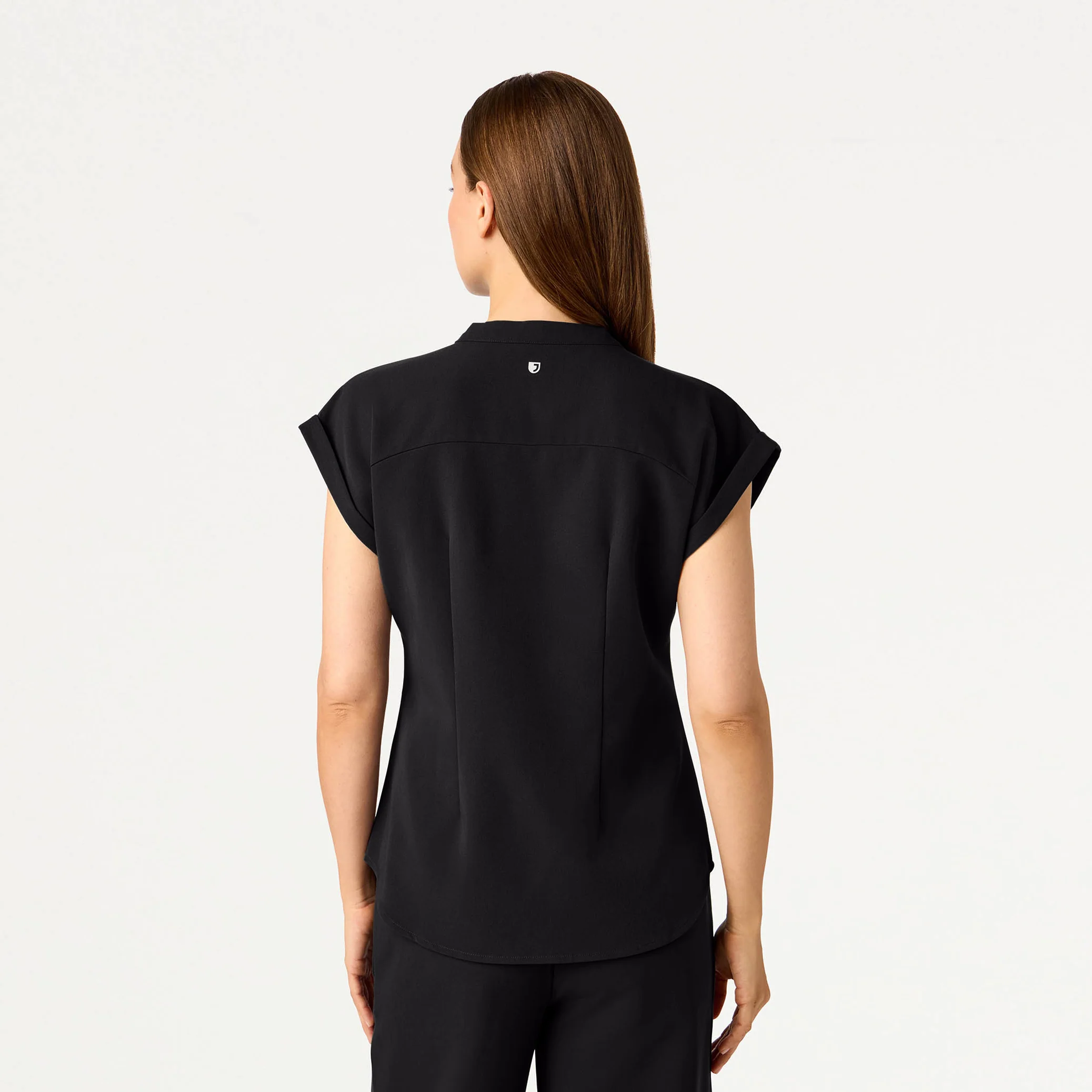 Shay Cap-Sleeve Scrub Top - Black - Image 2