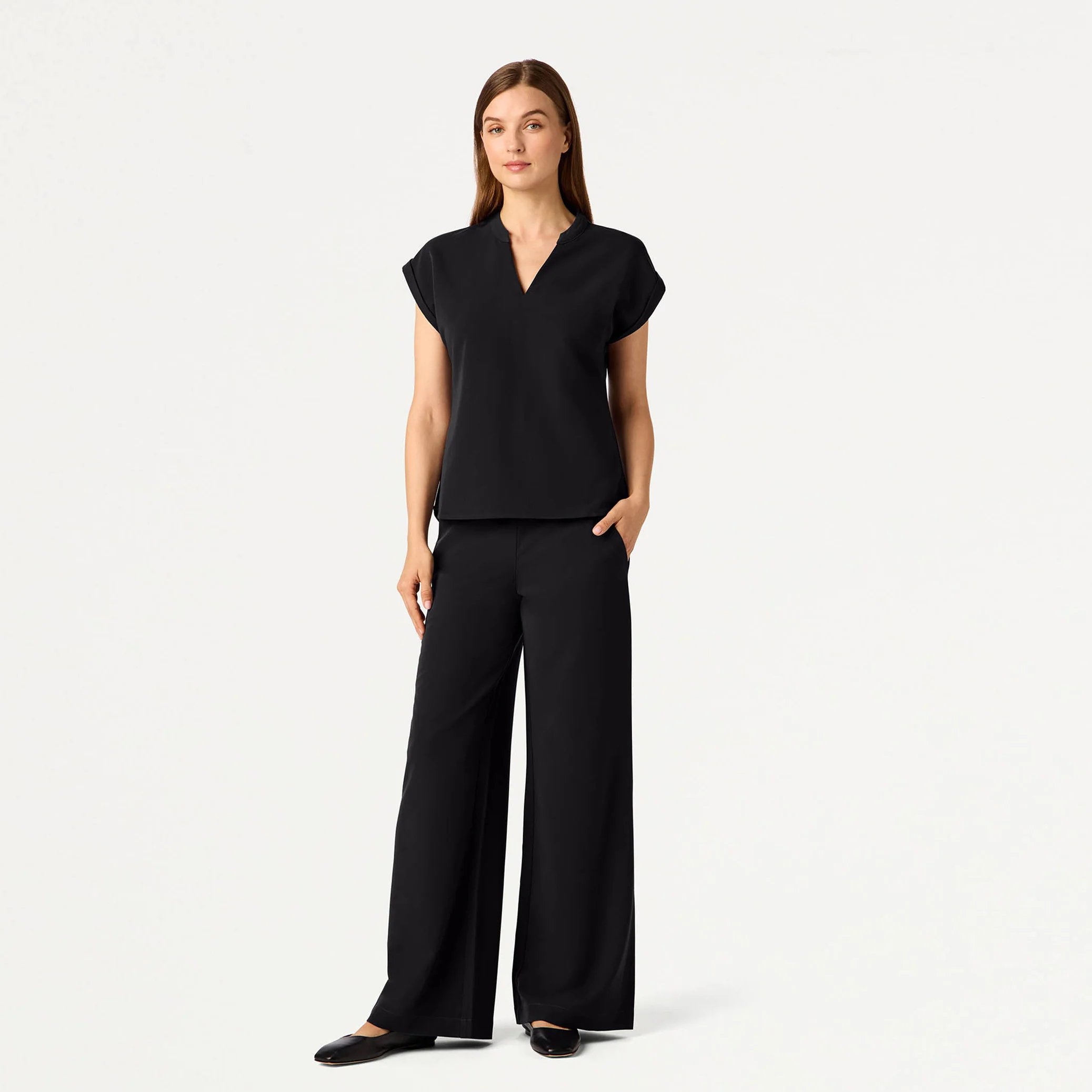 Shay Cap-Sleeve Scrub Top - Black - Image 4
