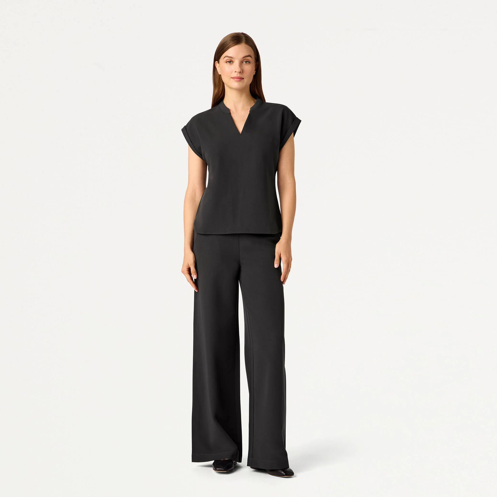 Shay Cap-Sleeve Scrub Top - Charcoal - Image 2