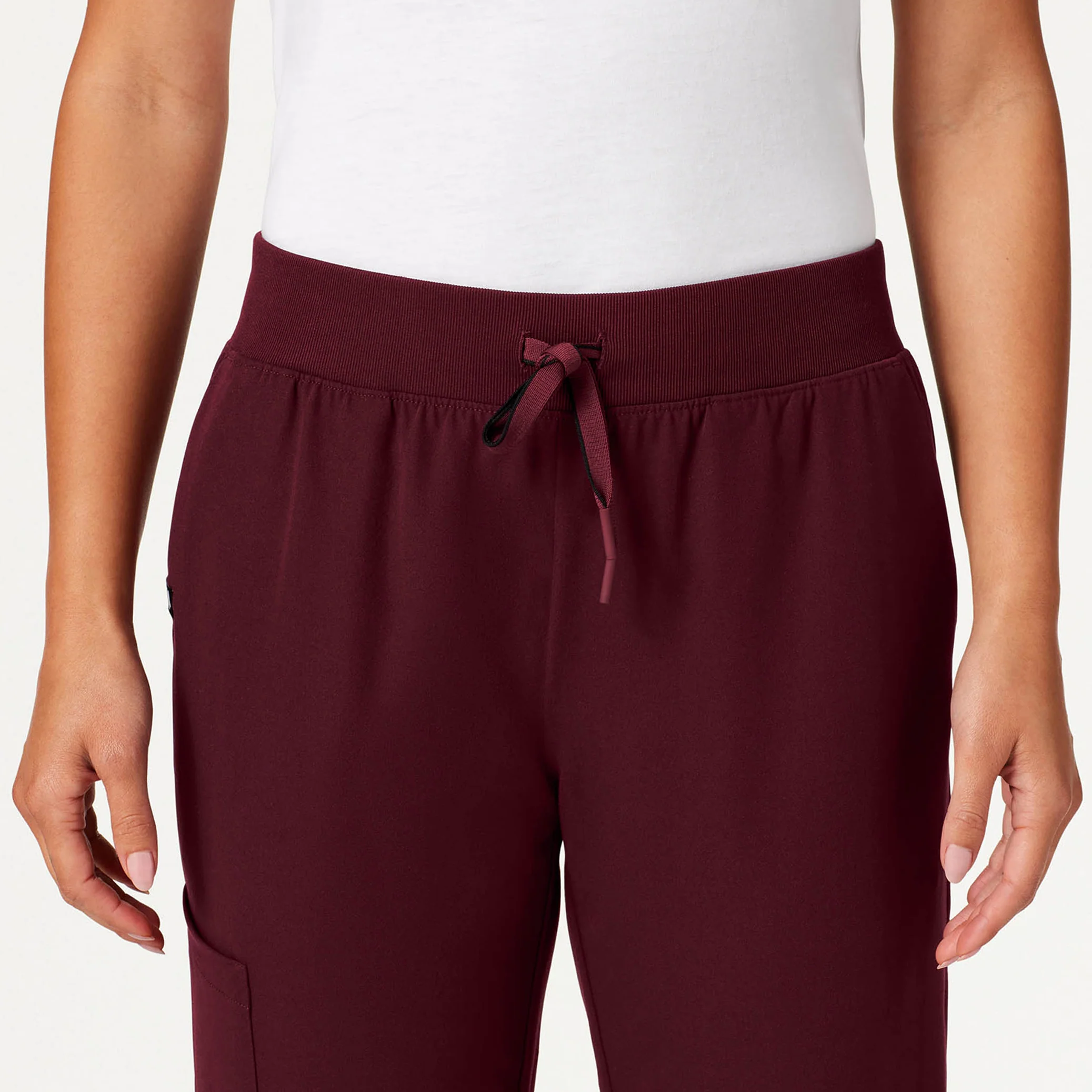 Silex Slim Knit-Waist Scrub Jogger - Burgundy - Image 4