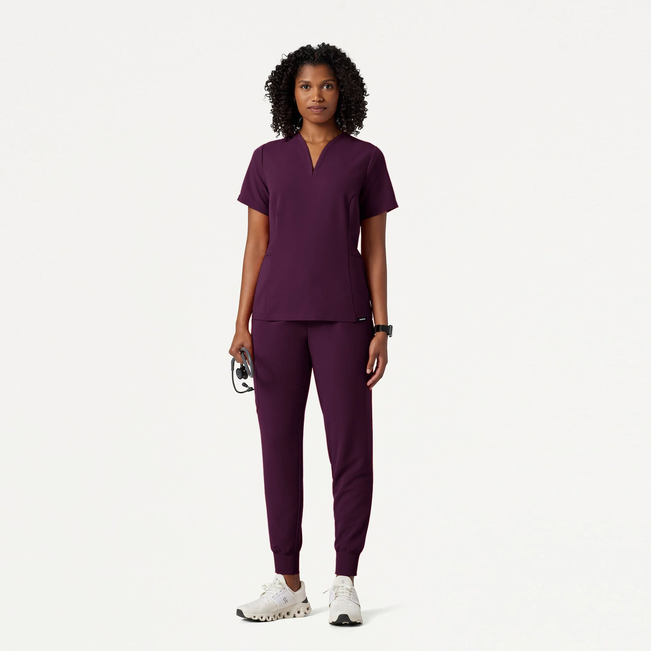 Silex Slim Knit-Waist Scrub Jogger - Deep Eggplant - Image 2