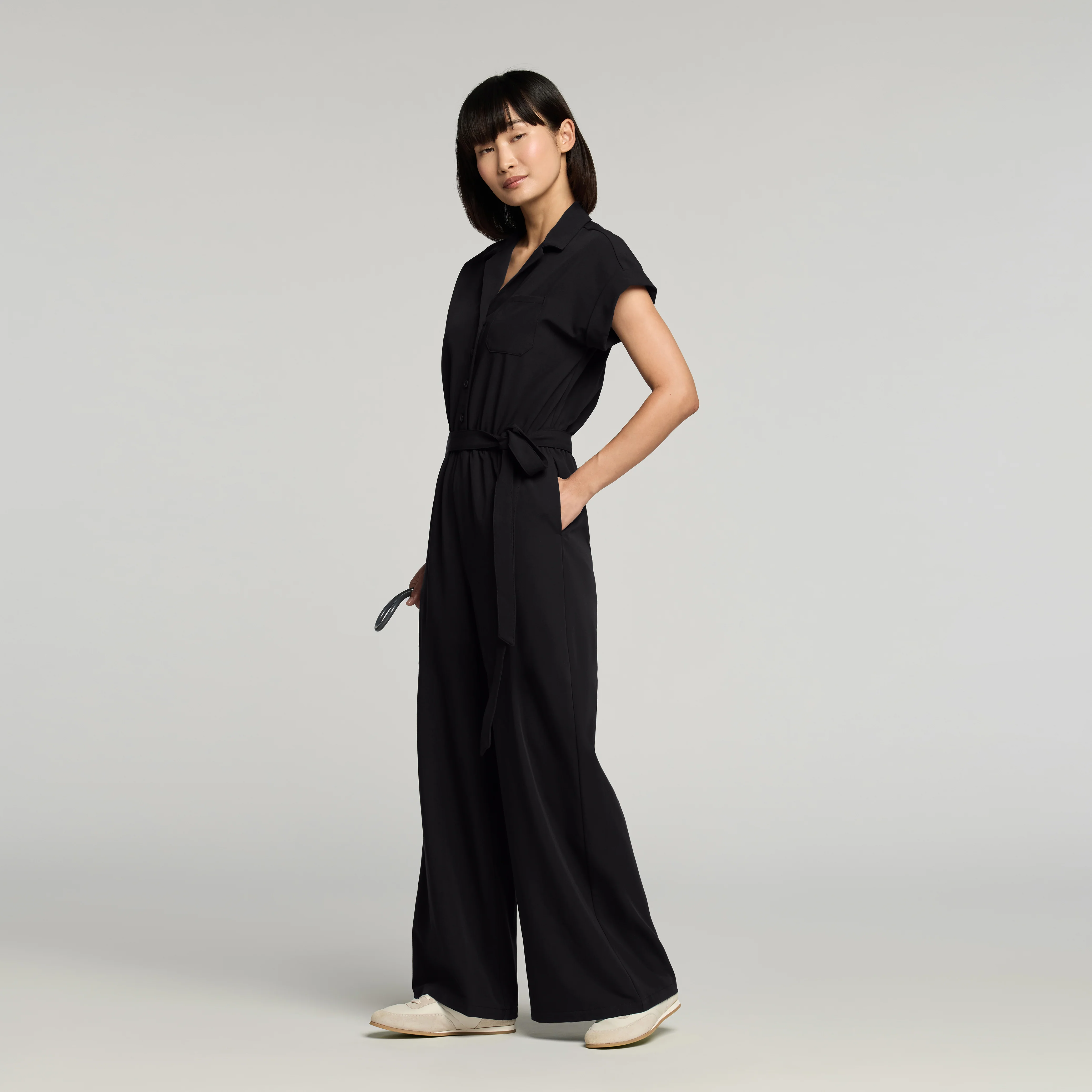 The Wide-Leg Scrub Jumpsuit - Black - Image 2