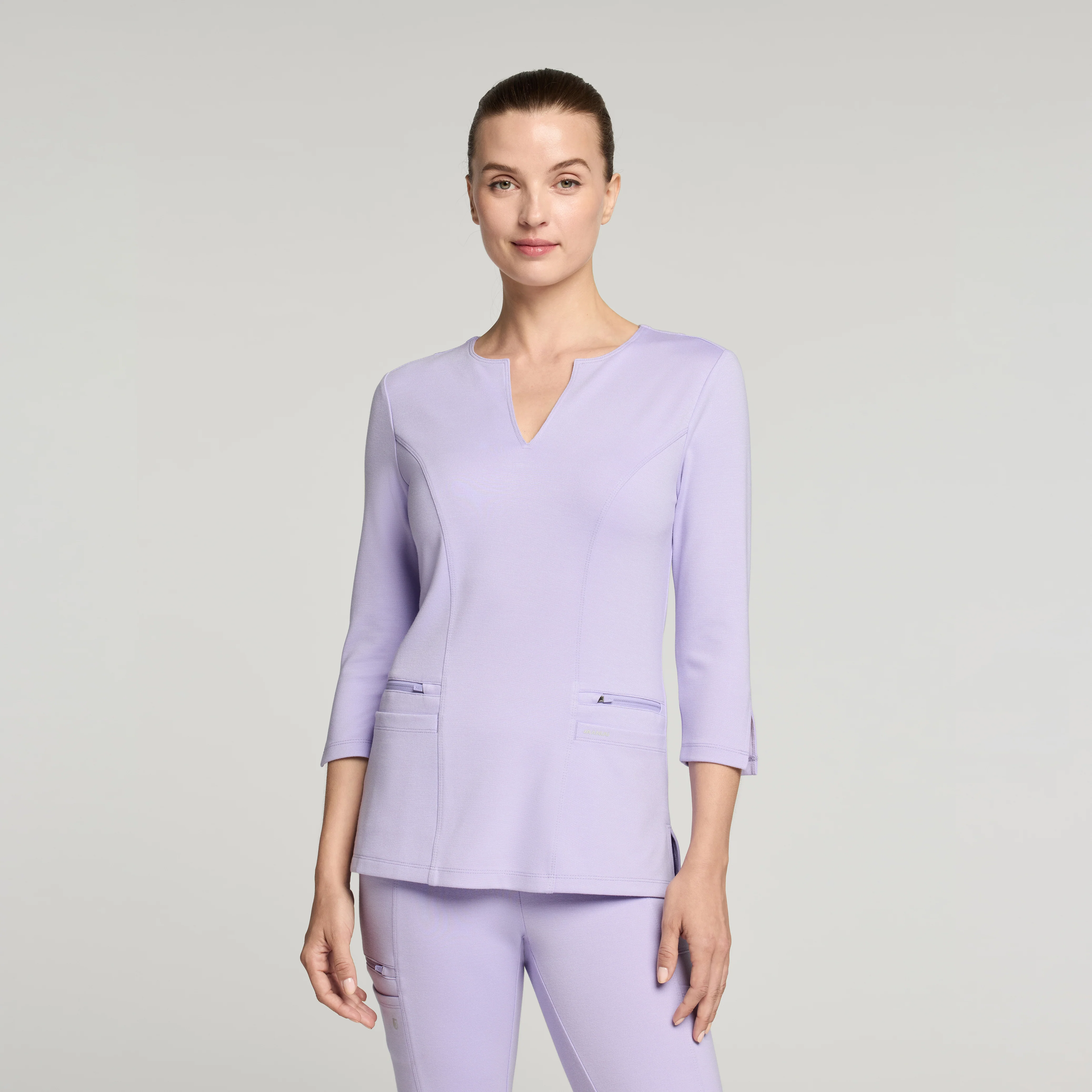 Zoe Slim 3/4-Sleeve UltraSOFT™ Scrub Top - Lavender - Image 2